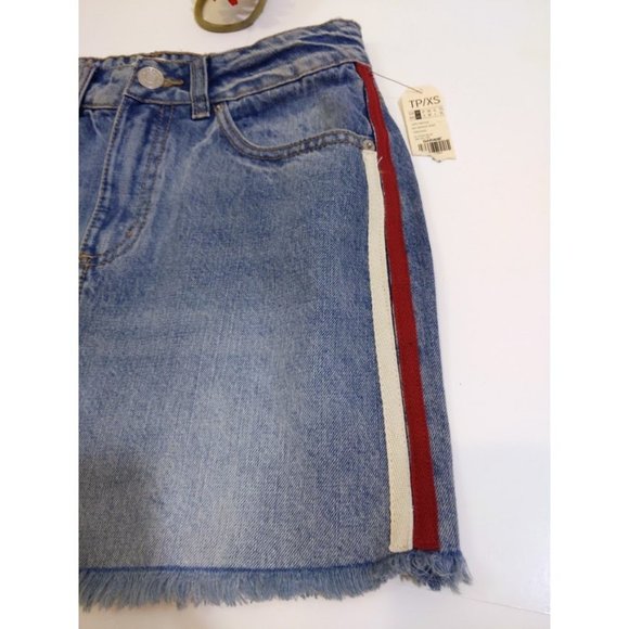 Garage Jean Skirt Frayed Hem Side Stripes - Picture 10 of 15